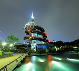 Image showing Waterfront park in Taipo at night