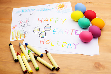 Image showing Kid easter drawing