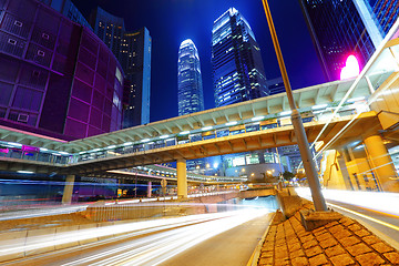 Image showing Hong Hong city with traffic trail at night