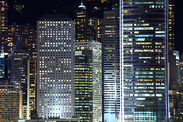 Image showing Central business district in Hong Kong at night