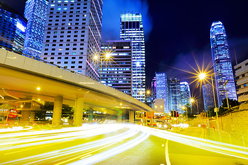 Image showing Busy traffic in city at night