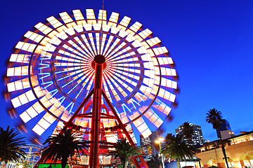 Image showing Ferris wheel at night