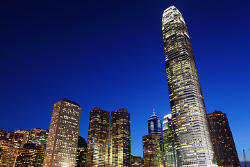 Image showing Central business district in Hong Kong at night