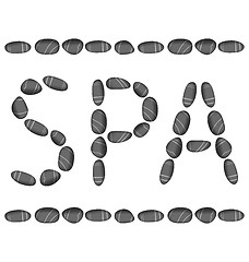Image showing Lettering spa made ??of pebbles, isolated on white backgroun