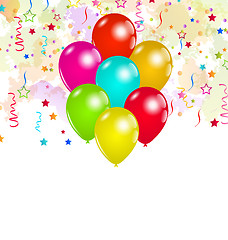 Image showing Set colorful balloons and confetti for your party 