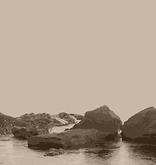 Image showing Vintage nature picture, sea and stones