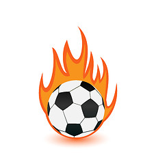 Image showing Football balls in orange fire flames