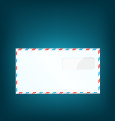 Image showing Single close envelope on blue background