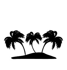 Image showing Tropical island with palm trees silhouette