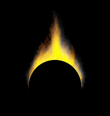 Image showing Burning fire flame on black background
