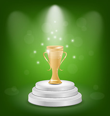 Image showing Football cup on podium, light background