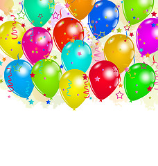 Image showing Set party balloons, confetti with space for text 