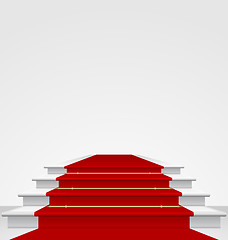 Image showing Stairs covered with red carpet, isolated 