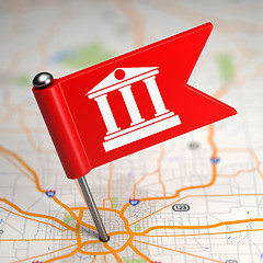 Image showing Bank Sign - Small Flag on a Map Background.