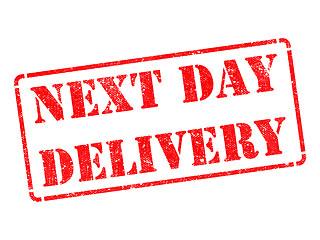 Image showing Next Day Delivery on Red Rubber Stamp.