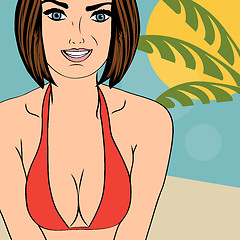 Image showing Hot pop art girl on a beach