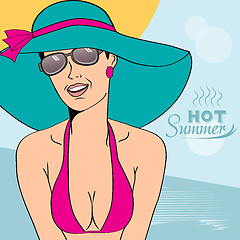 Image showing Hot pop art girl on a beach