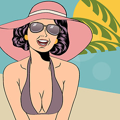 Image showing Hot pop art girl on a beach