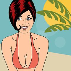 Image showing Hot pop art girl on a beach