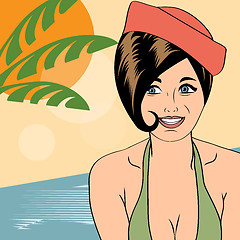 Image showing Hot pop art girl on a beach