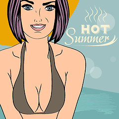 Image showing Hot pop art girl on a beach