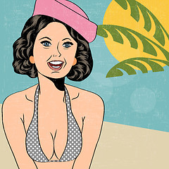 Image showing Hot pop art girl on a beach