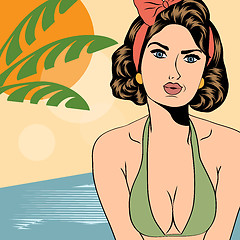 Image showing Hot pop art girl on a beach