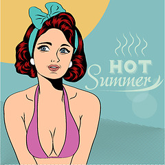Image showing Hot pop art girl on a beach