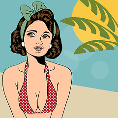 Image showing Hot pop art girl on a beach