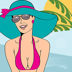 Image showing Hot pop art girl on a beach