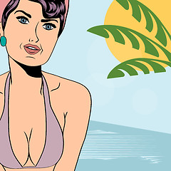 Image showing Hot pop art girl on a beach