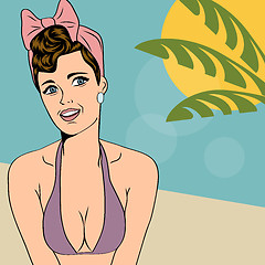 Image showing Hot pop art girl on a beach