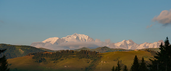 Image showing Evening in Alps mountains