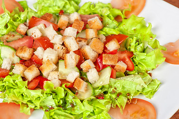 Image showing Vegetable salad with crackers