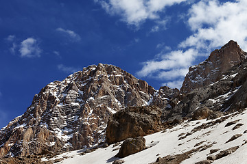 Image showing Rocks with snow at nice spring day