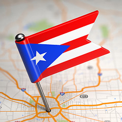 Image showing Puerto Rico Small Flag on a Map Background.