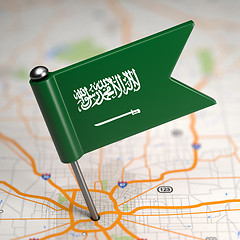 Image showing Saudi Arabia Small Flag on a Map Background.