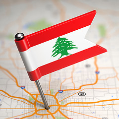 Image showing Lebanon Small Flag on a Map Background.