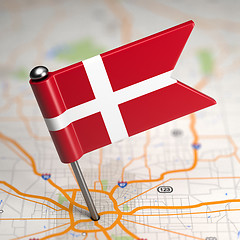 Image showing Denmark Small Flag on a Map Background.