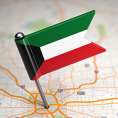 Image showing Kuwait Small Flag on a Map Background.