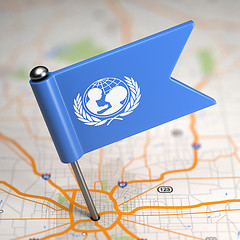 Image showing UNICEF Small Flag on a Map Background.