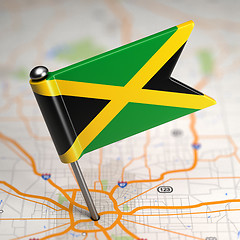 Image showing Jamaica Small Flag on a Map Background.