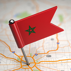 Image showing Morocco Small Flag on a Map Background.