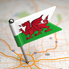 Image showing Wales  Small Flag on a Map Background.