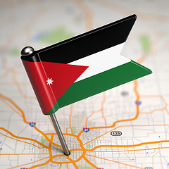 Image showing Jordan Small Flag on a Map Background.