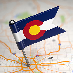 Image showing Colorado Small Flag on a Map Background.