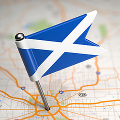 Image showing Scotland Small Flag on a Map Background.