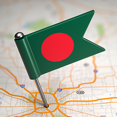 Image showing Bangladesh Small Flag on a Map Background.