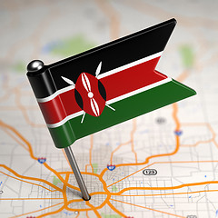 Image showing Kenya Small Flag on a Map Background.
