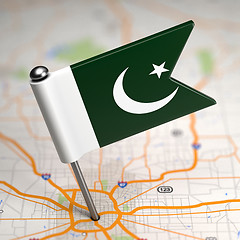 Image showing Pakistan - Small Flag on a Map Background.